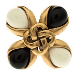 Oscar De La Renta Black And White Resin Gold Tone Ring Size 52 For Women -Oscar de la Renta Sales Shop luxury women oscar de la rentaslug used accessories p118496 0004