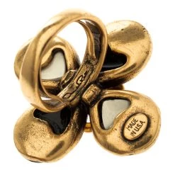 Oscar De La Renta Black And White Resin Gold Tone Ring Size 52 For Women -Oscar de la Renta Sales Shop luxury women oscar de la rentaslug used accessories p118496 0005