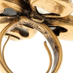 Oscar De La Renta Black And White Resin Gold Tone Ring Size 52 For Women -Oscar de la Renta Sales Shop luxury women oscar de la rentaslug used accessories p118496 0006