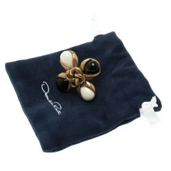 Oscar De La Renta Black And White Resin Gold Tone Ring Size 52 For Women -Oscar de la Renta Sales Shop luxury women oscar de la rentaslug used accessories p118496 0008