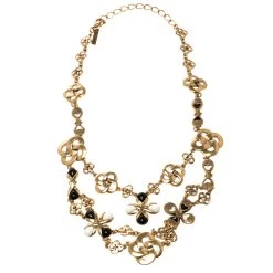 Oscar De La Renta Black & White Resin Gold Tone Two-Tier Necklace For Women 9 Oscar De La Renta Black & White Resin Gold Tone Two-Tier Necklace For Women -Oscar de la Renta Sales Shop luxury women oscar de la rentaslug used accessories p118511 0003