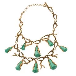 Oscar De La Renta Turquoise Resin Shell & Gold Tone Coral Two-tier Necklace For Women -Oscar de la Renta Sales Shop luxury women oscar de la rentaslug used accessories p118516 0003