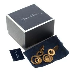 Oscar De La Renta Flat Circular Link Gold Tone Long Earrings For Women -Oscar de la Renta Sales Shop luxury women oscar de la rentaslug used accessories p118545 0006