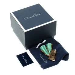 Oscar De La Renta Turquoise Shell Coral Gold Tone Long Clip-on Earrings For Women -Oscar de la Renta Sales Shop luxury women oscar de la rentaslug used accessories p118552 0006