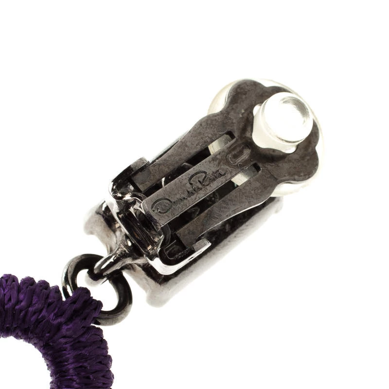 Oscar De La Renta Purple Crystal Long Tassel Clip-on Earrings For Women 7 Oscar De La Renta Purple Crystal Long Tassel Clip-on Earrings For Women - Image 5