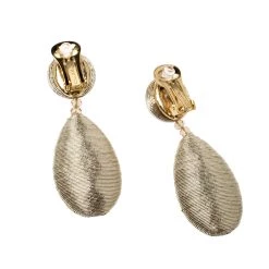 Oscar De La Renta Gold Tone Threaded Clip-on Drop Earrings For Women -Oscar de la Renta Sales Shop luxury women oscar de la rentaslug used accessories p141380 0004