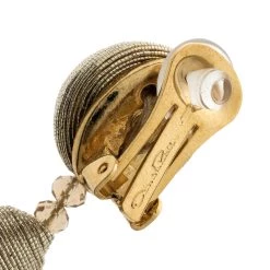 Oscar De La Renta Gold Tone Threaded Clip-on Drop Earrings For Women -Oscar de la Renta Sales Shop luxury women oscar de la rentaslug used accessories p141380 0005