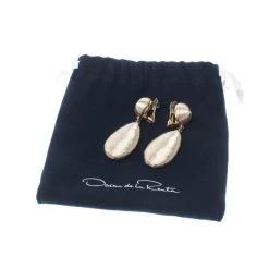 Oscar De La Renta Gold Tone Threaded Clip-on Drop Earrings For Women -Oscar de la Renta Sales Shop luxury women oscar de la rentaslug used accessories p141380 1567678022 006