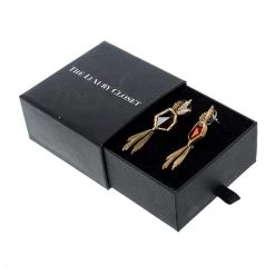 Oscar De La Renta Red Crystal Gold Tone Long Earrings For Women -Oscar de la Renta Sales Shop luxury women oscar de la rentaslug used accessories p142213 0006