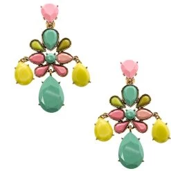 Oscar De La Renta Multicolor Resin Gold Tone Long Clip-on Earrings For Women -Oscar de la Renta Sales Shop luxury women oscar de la rentaslug used accessories p146442 0003