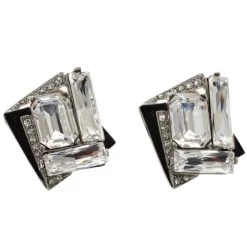 Oscar De La Renta Geometric Crystal Clip On Earrings For Women -Oscar de la Renta Sales Shop luxury women oscar de la rentaslug used accessories p15377 003