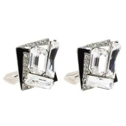 Oscar De La Renta Geometric Crystal Clip On Earrings For Women -Oscar de la Renta Sales Shop luxury women oscar de la rentaslug used accessories p15377 004