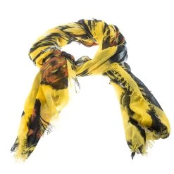 Oscar De La Renta Yellow Ikat Motif Printed Fringed Edge Scarf For Women -Oscar de la Renta Sales Shop luxury women oscar de la rentaslug used accessories p160839 0003