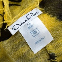 Oscar De La Renta Yellow Ikat Motif Printed Fringed Edge Scarf For Women -Oscar de la Renta Sales Shop luxury women oscar de la rentaslug used accessories p160839 0005