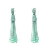 Oscar De La Renta Sea Green Beaded Tassel Long Clip-on Earrings For Women -Oscar de la Renta Sales Shop luxury women oscar de la rentaslug used accessories p169942 003