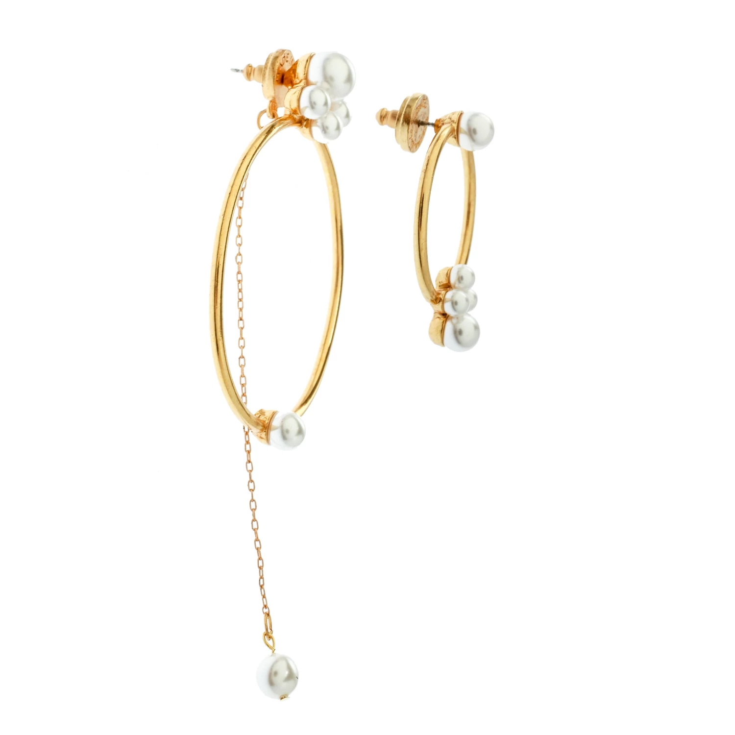 Oscar De La Renta Even Odd Faux Pearl Gold Tone Earrings For Women 4 Oscar De La Renta Even Odd Faux Pearl Gold Tone Earrings For Women - Image 2