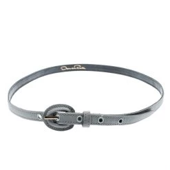 Oscar De La Renta Grey Fabric And Leather Belt One Size For Women