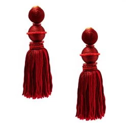 Oscar De La Renta Marsala Red Silk Tassel Gold Tone Clip-on Earrings For Women -Oscar de la Renta Sales Shop luxury women oscar de la rentaslug used accessories p196021 001 scaled