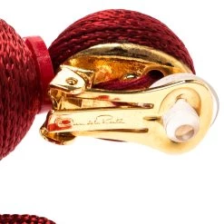 Oscar De La Renta Marsala Red Silk Tassel Gold Tone Clip-on Earrings For Women -Oscar de la Renta Sales Shop luxury women oscar de la rentaslug used accessories p196021 004