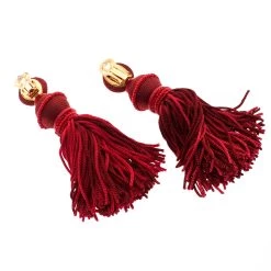 Oscar De La Renta Marsala Red Silk Tassel Gold Tone Clip-on Earrings For Women -Oscar de la Renta Sales Shop luxury women oscar de la rentaslug used accessories p196021 006 scaled