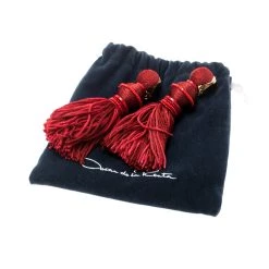 Oscar De La Renta Marsala Red Silk Tassel Gold Tone Clip-on Earrings For Women -Oscar de la Renta Sales Shop luxury women oscar de la rentaslug used accessories p196021 007 scaled