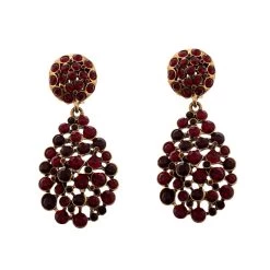 Oscar De La Renta Red Crystal Gold Tone Clip-on Drop Earrings For Women