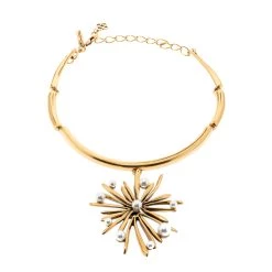 Oscar De La Renta Sunburst Faux Pearl Gold Tone Pendant Necklace For Women -Oscar de la Renta Sales Shop luxury women oscar de la rentaslug used accessories p206249 008