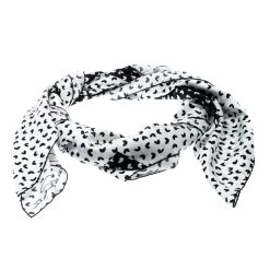 Oscar De La Renta Black And White Heart Printed Silk Square Scarf For Women