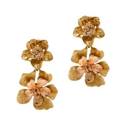 Oscar De La Renta Flower Two Tone Clip-on Drop Earrings For Women -Oscar de la Renta Sales Shop luxury women oscar de la rentaslug used accessories p220764 001