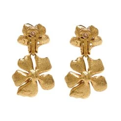 Oscar De La Renta Flower Two Tone Clip-on Drop Earrings For Women -Oscar de la Renta Sales Shop luxury women oscar de la rentaslug used accessories p220764 004