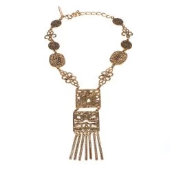 Oscar De La Renta Multi Motif Gold Tone Statement Necklace For Women