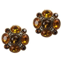 Oscar De La Renta Crystal Button Earrings For Women