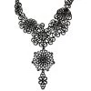 Oscar De La Renta Black Coated Filigree Necklace For Women