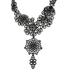 Oscar De La Renta Black Coated Filigree Necklace For Women