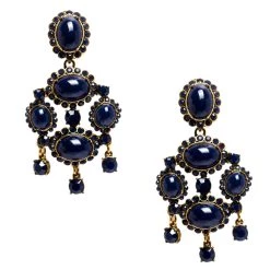 Oscar De La Renta Blue Resin Gold Tone Chandelier Clip-on Earrings For Women -Oscar de la Renta Sales Shop luxury women oscar de la rentaslug used accessories p276567 002