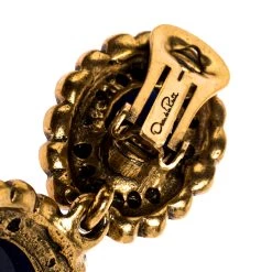 Oscar De La Renta Blue Resin Gold Tone Chandelier Clip-on Earrings For Women -Oscar de la Renta Sales Shop luxury women oscar de la rentaslug used accessories p276567 006