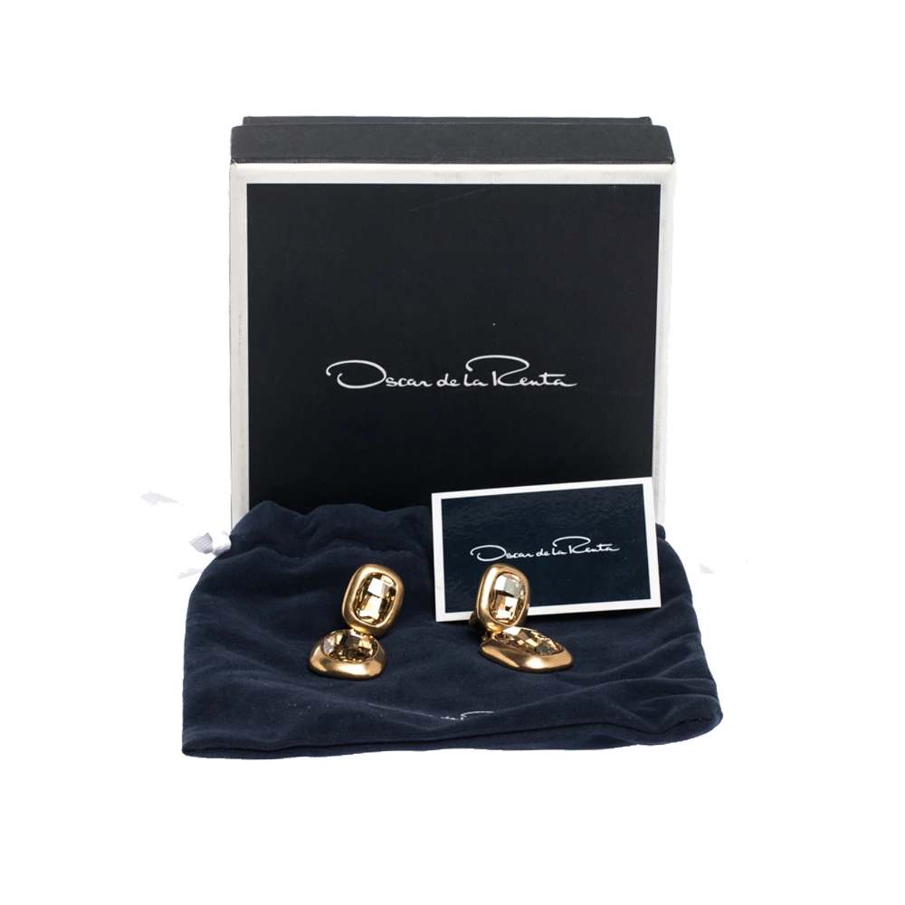 Oscar De La Renta Crystal Bronze Tone Clip-on Drop Earrings For Women 9 Oscar De La Renta Crystal Bronze Tone Clip-on Drop Earrings For Women - Image 7