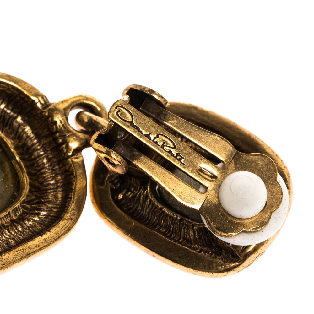 Oscar De La Renta Crystal Bronze Tone Clip-on Drop Earrings For Women 8 Oscar De La Renta Crystal Bronze Tone Clip-on Drop Earrings For Women - Image 6