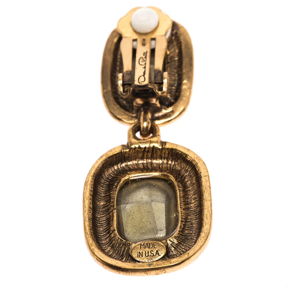 Oscar De La Renta Crystal Bronze Tone Clip-on Drop Earrings For Women 7 Oscar De La Renta Crystal Bronze Tone Clip-on Drop Earrings For Women - Image 5