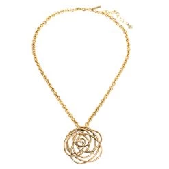 Oscar De La Renta Flower Motif Gold Tone Bracelet & Pendant Necklace Set For Women -Oscar de la Renta Sales Shop luxury women oscar de la rentaslug used accessories p290876 006