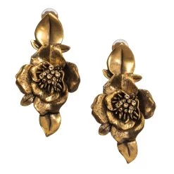Oscar De La Renta Flower Crystal Gold Tone Clip-on Drop Earrings For Women 10 Oscar De La Renta Flower Crystal Gold Tone Clip-on Drop Earrings For Women -Oscar de la Renta Sales Shop luxury women oscar de la rentaslug used accessories p290957 002
