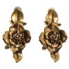Oscar De La Renta Flower Crystal Gold Tone Clip-on Drop Earrings For Women -Oscar de la Renta Sales Shop luxury women oscar de la rentaslug used accessories p290957 003