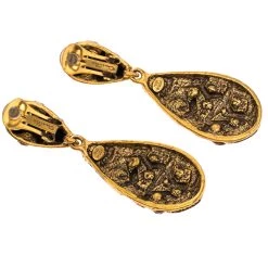 Oscar De La Renta Crystal Embellished Gold Tone Clip-on Drop Earrings & Ring Set For Women -Oscar de la Renta Sales Shop luxury women oscar de la rentaslug used accessories p290960 003