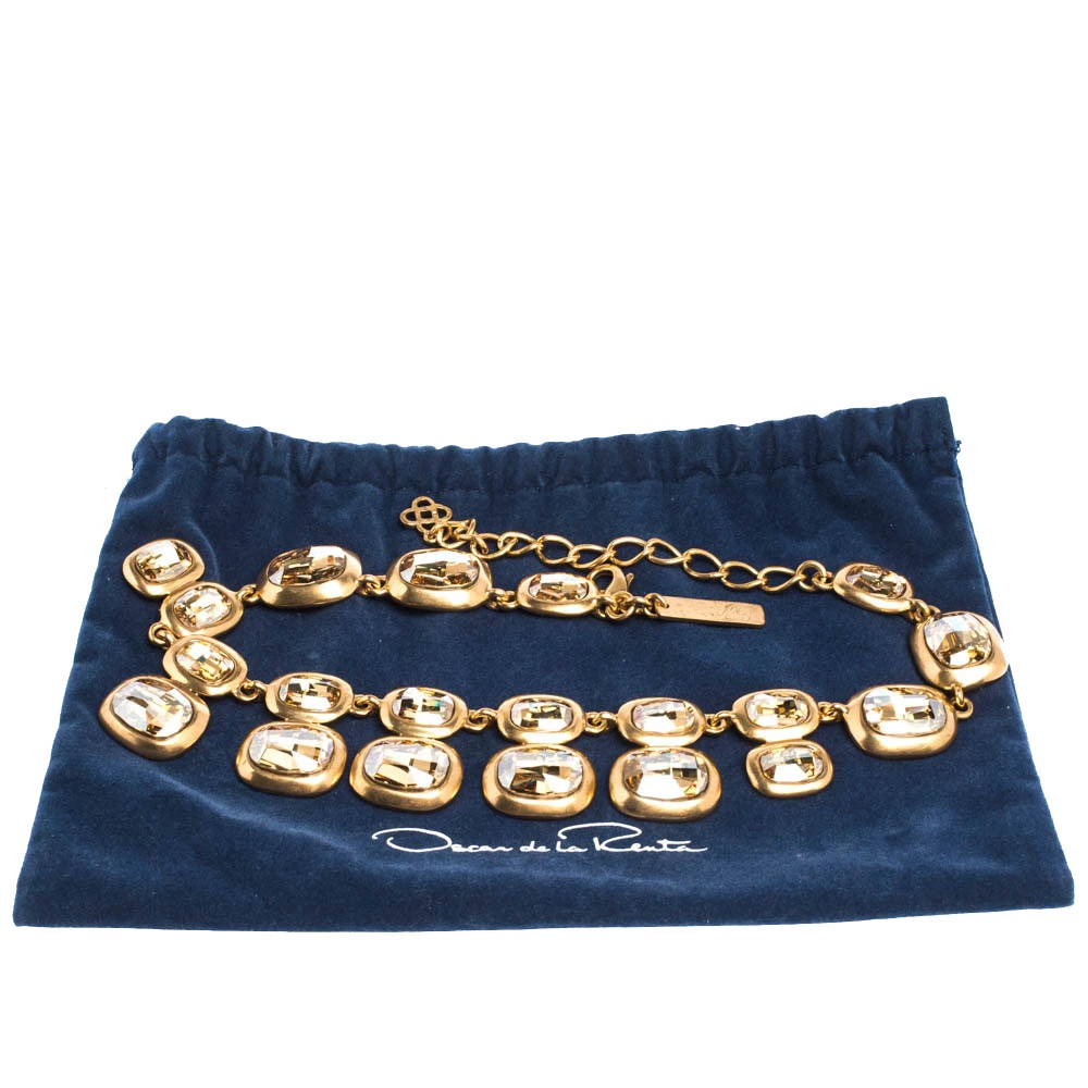 Oscar De La Renta Crystal Embellished Gold Tone Necklace For Women 8 Oscar De La Renta Crystal Embellished Gold Tone Necklace For Women - Image 6