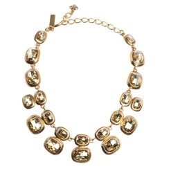 Oscar De La Renta Crystal Embellished Gold Tone Necklace For Women