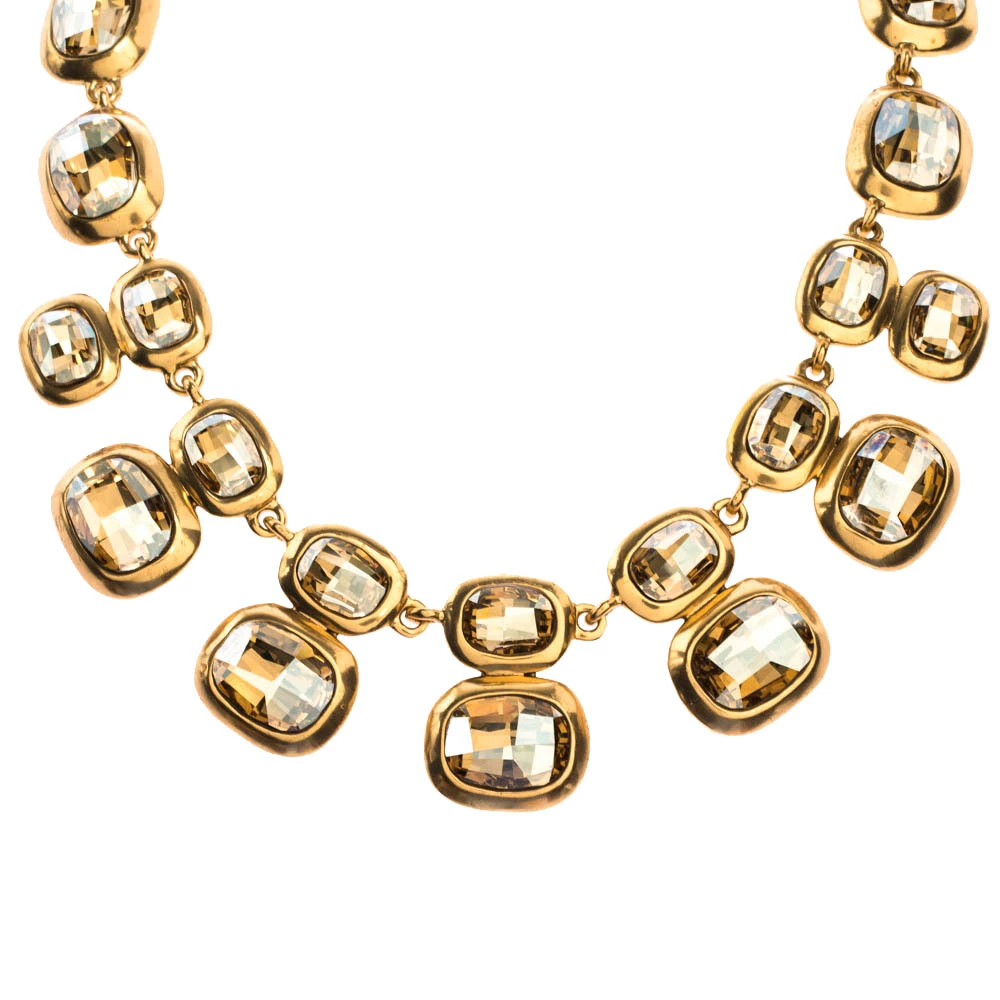 Oscar De La Renta Crystal Embellished Gold Tone Necklace For Women 4 Oscar De La Renta Crystal Embellished Gold Tone Necklace For Women - Image 2