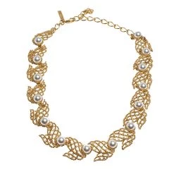 Oscar De La Renta Faux Pearl Gold Tone Necklace For Women