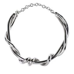 Oscar De La Renta Silver Tone Modern Twist Necklace For Women