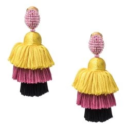 Oscar De La Renta Multicolor Silk Tiered Tassel Clip-On Earrings For Women 10 Oscar De La Renta Multicolor Silk Tiered Tassel Clip-On Earrings For Women -Oscar de la Renta Sales Shop luxury women oscar de la rentaslug used accessories p326424 002