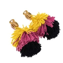 Oscar De La Renta Multicolor Silk Tiered Tassel Clip-On Earrings For Women 11 Oscar De La Renta Multicolor Silk Tiered Tassel Clip-On Earrings For Women -Oscar de la Renta Sales Shop luxury women oscar de la rentaslug used accessories p326424 005